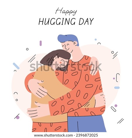 National Hugging Day. happy world hugging day. January 21. happy hug day background. Cartoon Vector illustration Template for Poster, Banner, Flyer, Greeting, Card, Cover, Post. international hug day. Royalty-Free Stock Photo #2396872025