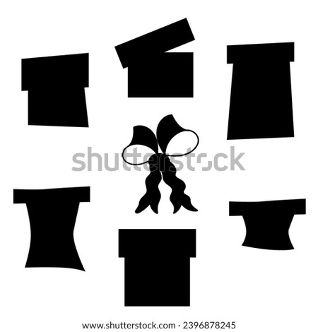 Boxes of different shapes and sizes. Black silhouette.