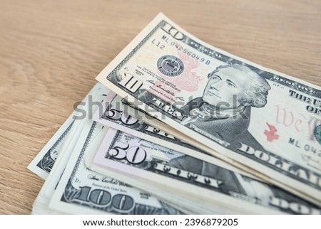 U.S. dollars. Much money. Financial concept.