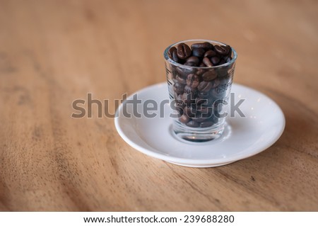 Measuring cup coffee beans