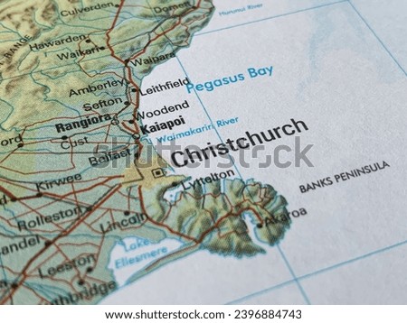 Map of Christchurch, New Zealand, world tourism, travel destination