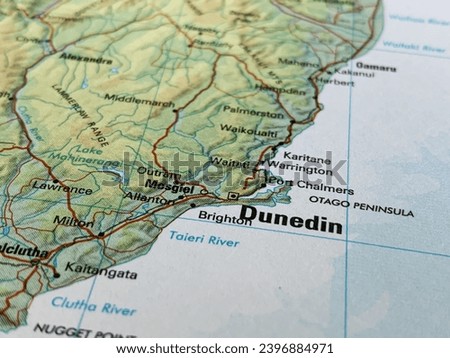 Map of Dunedin, New Zealand, world tourism, travel destination