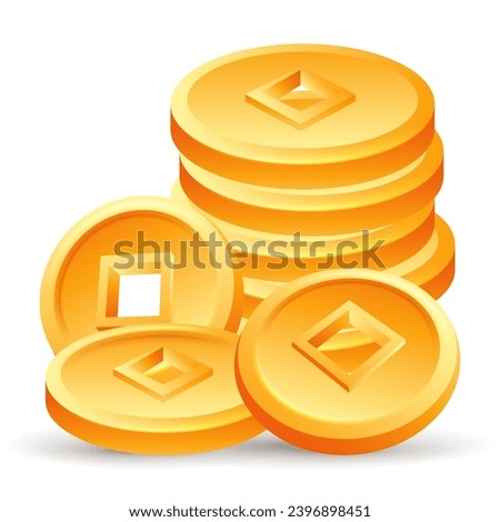 Golden coins vector illustration with transparent background