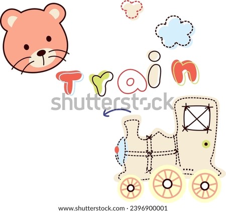 cute bear with his tu tu train