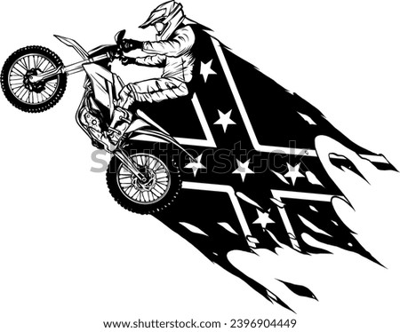 vector of black and white racer riding the motocross