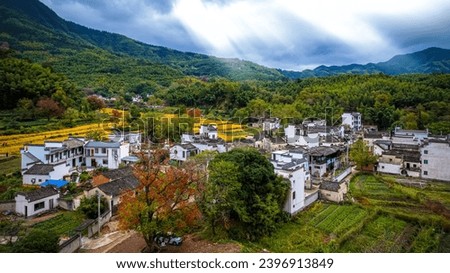 Aerial photography of the ancient town of Tachuan in Huizhou in 
