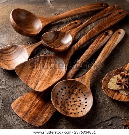 A set of wooden spatulas Royalty-Free Stock Photo #2396934851