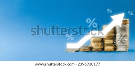 Coins in graphic shape stacked for financial banking with percentage sign on abstract business background