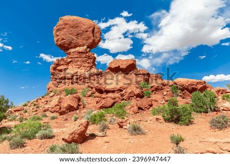 Balanced Rock in Arches National Park in Utah. Landscape Photo in the Summer