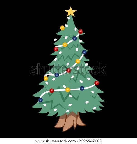 Vector Christmas Tree Concept with Black Background