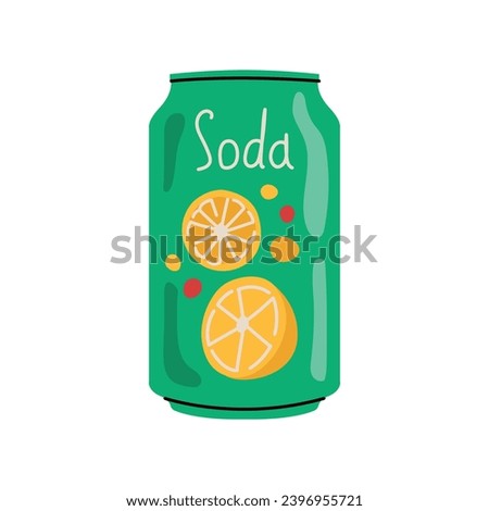 Hand drawn packaged soda color element. Cartoon Ultra processed food (upf). Isolated vector illustration. Royalty-Free Stock Photo #2396955721