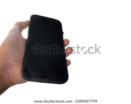 Black blank screen smartphone on white background,with copy space for Your text.