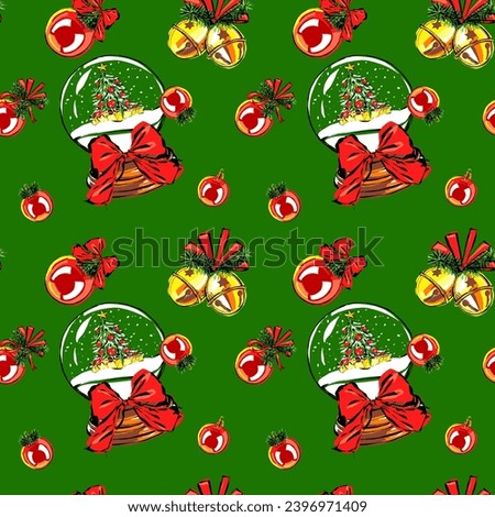 Digital illustrations of Christmas decor in red-green colors. Bright elements for decoration greeting cards, invitations, other illustrating needs.  For New Year design