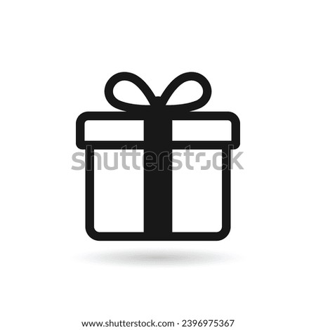 Gift box icon. Christmas gift icon illustration vector symbol. Surprise present gift box linear design.