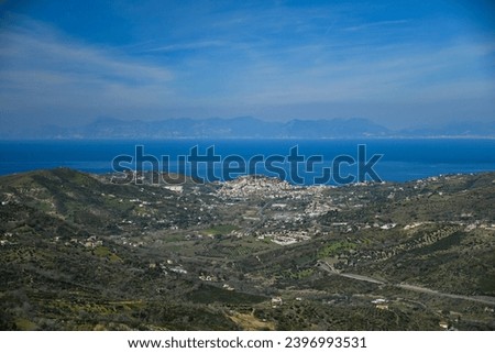 Typical panoramic view of Cilento, a geographical area of ​​southern Italy. Royalty-Free Stock Photo #2396993531