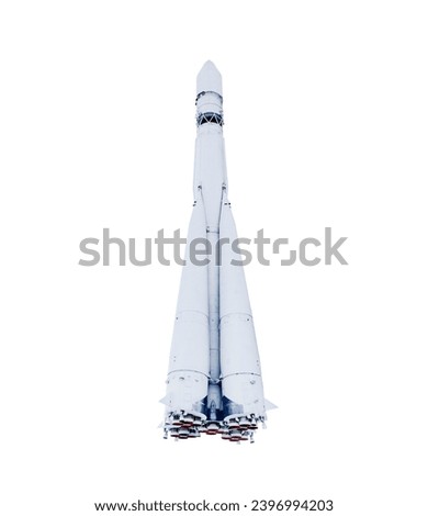 An old Soviet space rocket on a white isolated background