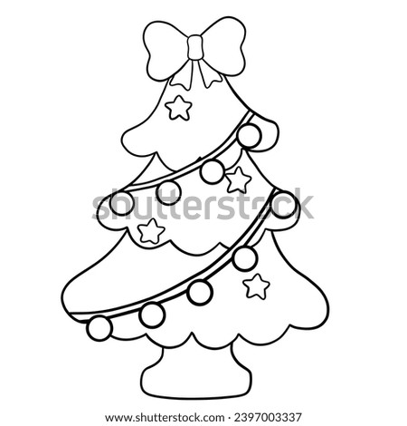 Christmas doodles, black doodles, coloring book cartoons, coloring pages for kids, Christmas tree.