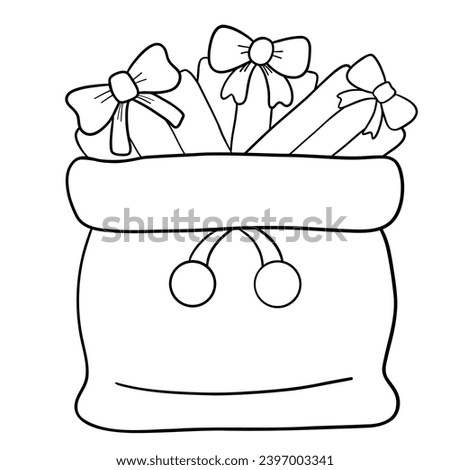 Christmas doodles, black doodles, coloring book cartoons, coloring pages for kids, gift box.