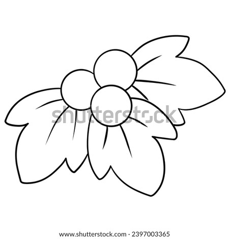 Christmas doodles, black doodles, coloring book cartoons, coloring pages for kids, holly.