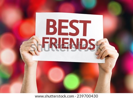 Best Friends card with colorful background with defocused lights