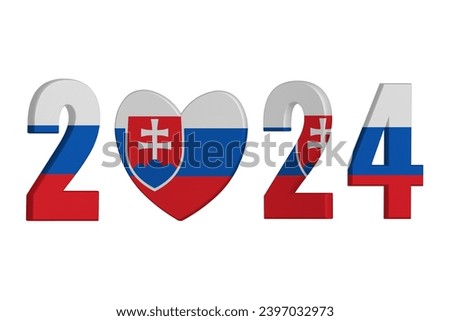 World countries. New Year 2024 celebrate on white background. Slovakia