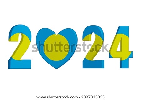 World countries. New Year 2024 celebrate on white background. Palau
