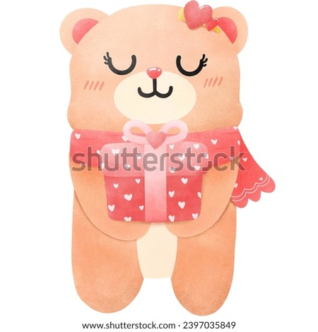 hand drawn couple cute bear holding hands  illustration, Valentine's day concept isolated background.