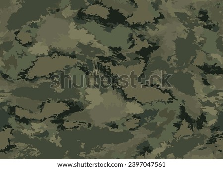 Full seamless watercolor camouflage texture print pattern. Usable for Jacket Pants Shirt and Shorts. Army textile fabric. Unique tie dye military camo. Vector illustration. Royalty-Free Stock Photo #2397047561