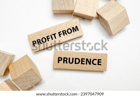 PROFIT FROM PRUDENCE on wooden blocks on white background