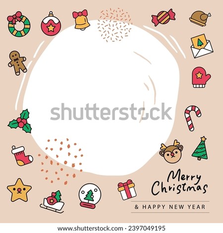 Merry Christmas Santa Claus Christmas tree with Christmas elements background note paper vector illustration.