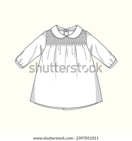 girl peter pan collar tee blouse flat sketch illustration