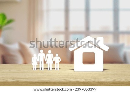 Paper figurines of family and small house model