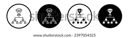 Tournament icon set. competition champion cup vector symbol. soccer trophy sign in black filled and outlined style.