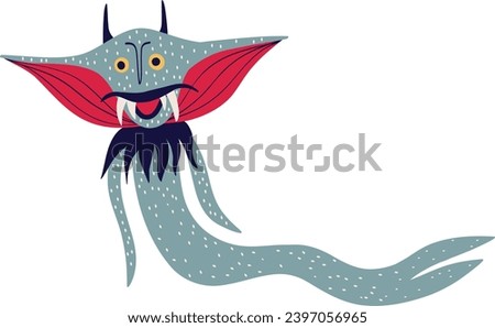 Funny Blue Dragon Monster. Cool illustration in children's cartoon style