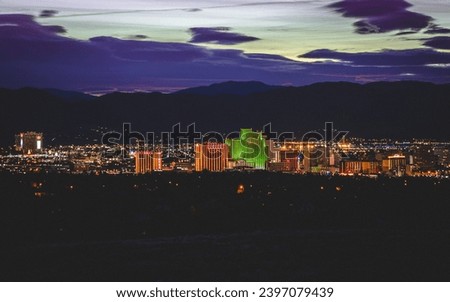 Downtown Reno City Skyline At Night 