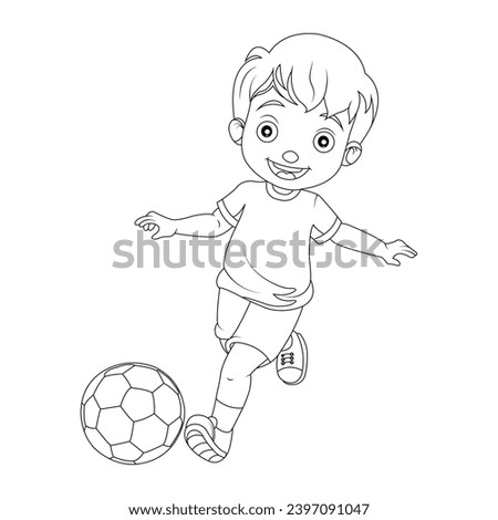 Boy play football illustration for kids 