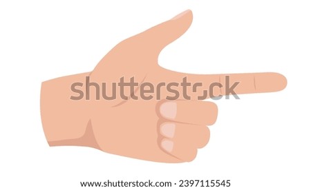 Hand pointing with finger - Hand gesture showing direction, isolated on white background in flat design