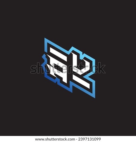 AV initial gaming team, youtube, twitch and clipart stock illustration logo