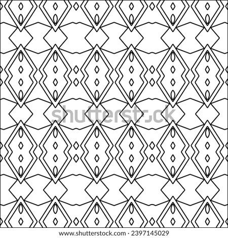 Stylish texture with figures from lines.black and white pattern for web page, textures, card, poster, fabric, textile. Monochrome graphic repeating design. Abstract background.