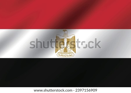 The flag of Egypt. The official ratio. The wavy flag. Standard size. Standard color. 3d illustration. Digital illustration. Computer illustration. Vector illustration.