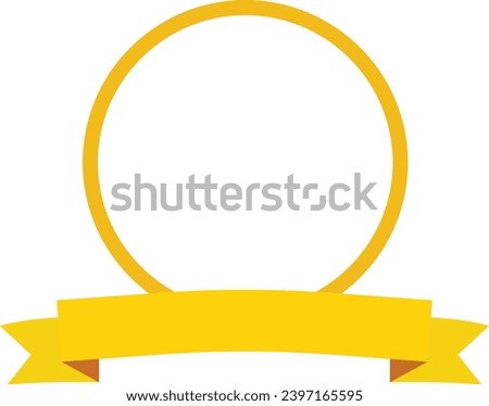 Golden Blank Empty Circle Emblem with Word Ribbon Royalty-Free Stock Photo #2397165595