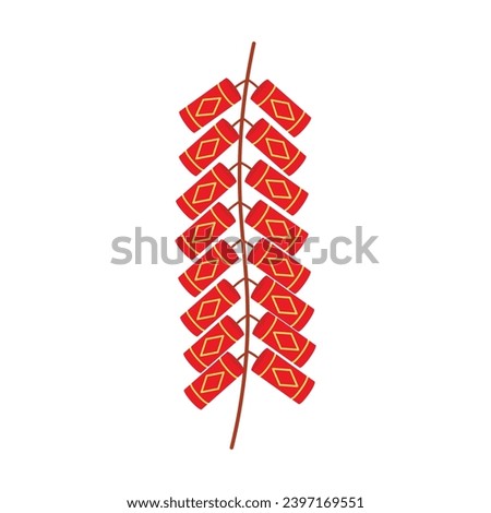 Firecrackers flat vector illustration isolated on white background. Element for traditional lunar new year, chinese new year concept. Clip art for greating card, banner, brochure, web, sticker.