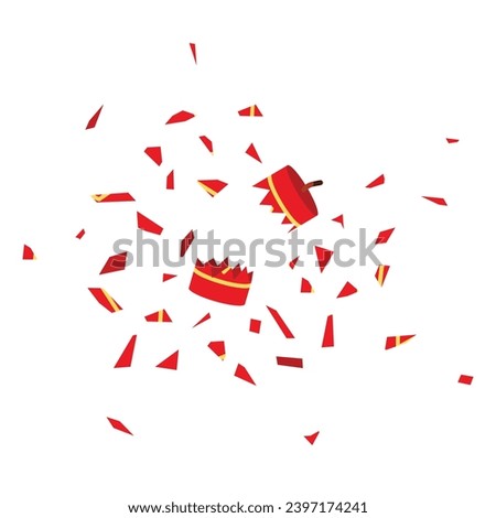 Exploding firecrackers flat vector illustration isolated on white background. Element for traditional asian lunar new year, chinese new year concept. Clip art for greating card, banner, web, sticker.