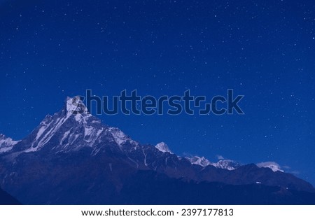 Fishtail mountain at night view in Nepal
