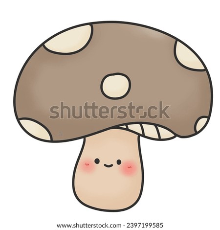 Mushroom. Brown mushroom cartoon. Hand drawn vector illustration.