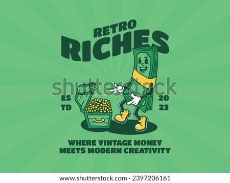 Illustration of a Cute Money Character with Expressions, featuring a Handwritten and Retro Style, Suitable for Posters and Stickers.