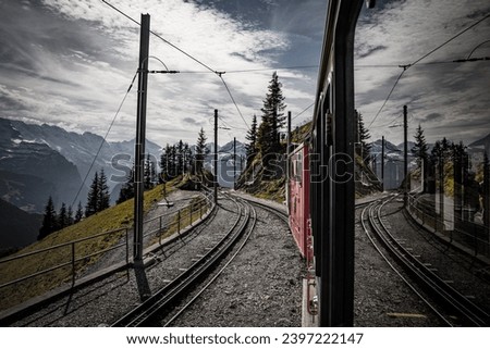 Cog railway train in the Swiss Alps - travel photography