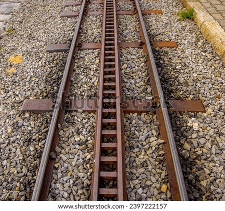 Cog railway train tracks in the Swiss Alps - travel photography Royalty-Free Stock Photo #2397222157