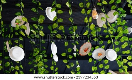 pictures of plates and leaves for aesthetic and art-rich zoom meeting background