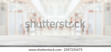 Marble table top with blur hospital clinic medical interior background